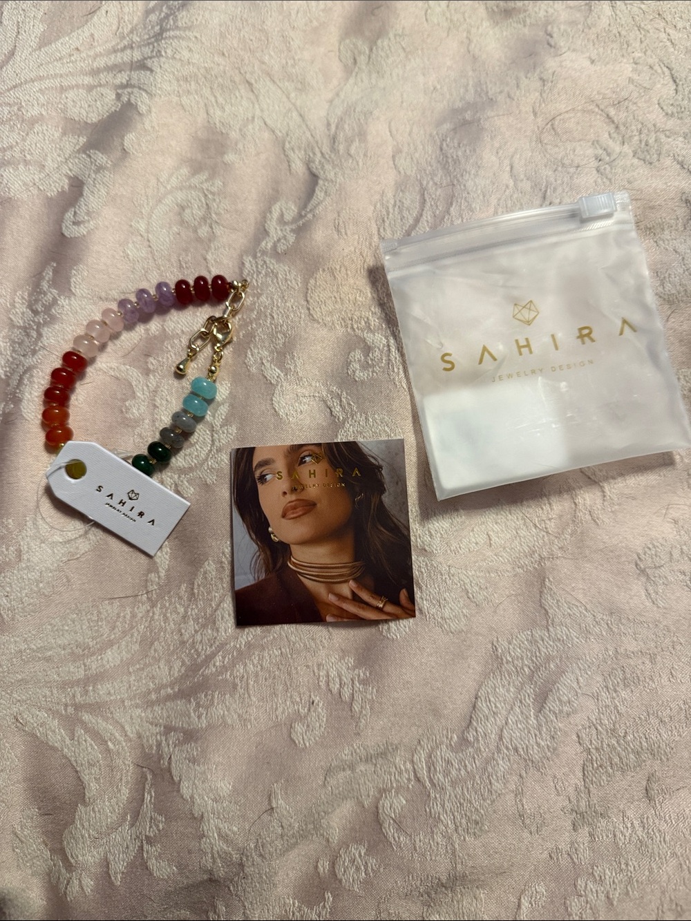 Sahira Rainbow Beaded Bracelet with Gold Accents